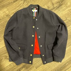 Boden Navy Wool Varsity Bomber